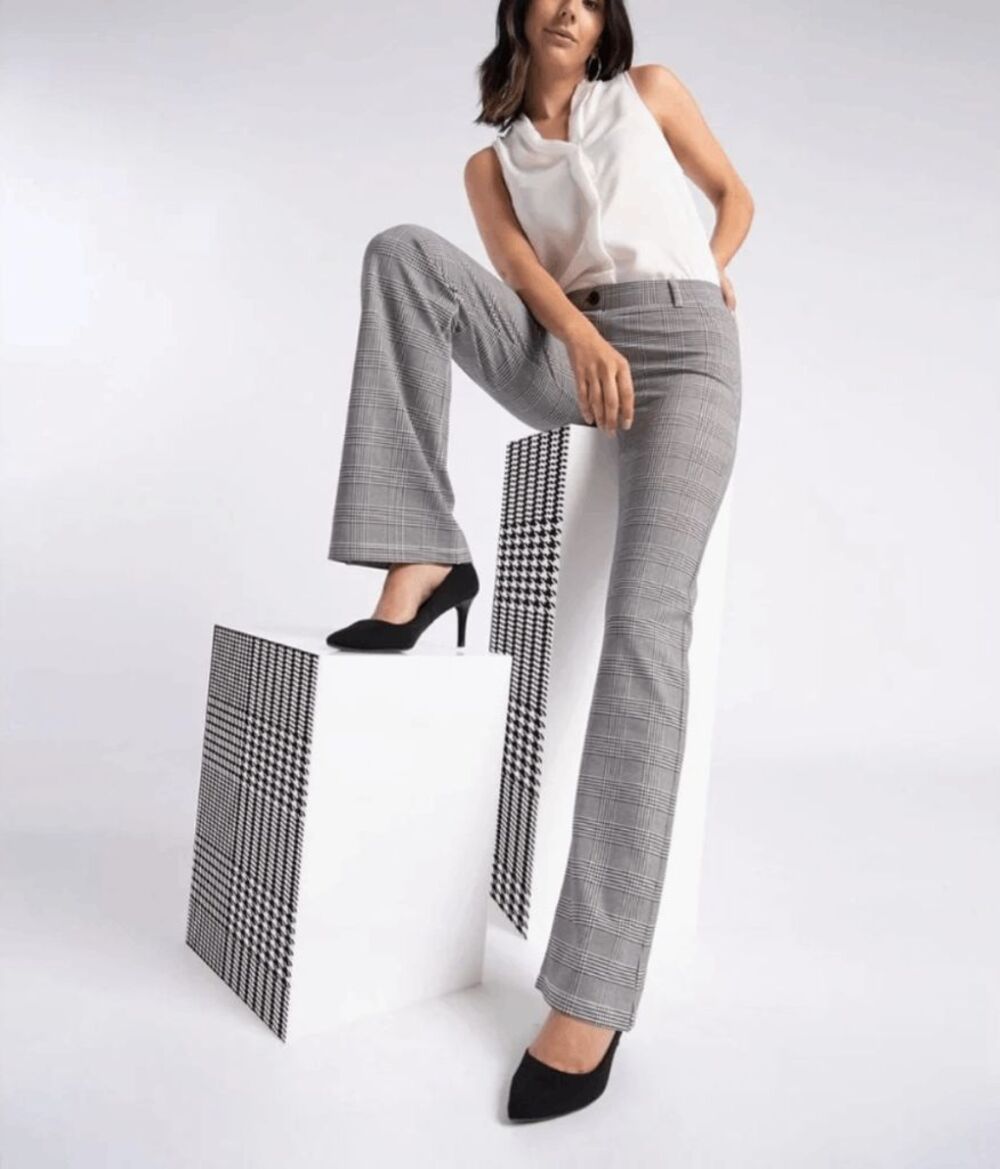 New Betabrand Glen Plaid Bootcut Dress Pant Yoga Pants Large